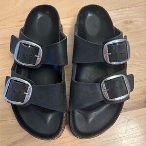Birkenstock Big Buckle sandals women’s 39 Sz 8-8.5 Silver